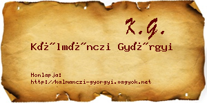 Kálmánczi Györgyi névjegykártya